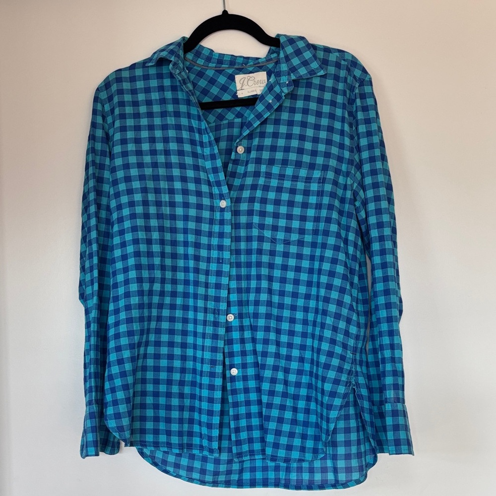 J. Crew Blue Plaid Button Down Shirt